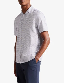 Ted Baker Seamus Mini Geometric-texture Cotton-blend Shirt 8 Ted Baker Seamus Mini Geometric-texture Cotton-blend Shirt -Selfidges Launches R04133336 NAVY ALT02