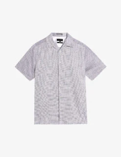 Ted Baker Seamus Mini Geometric-texture Cotton-blend Shirt
