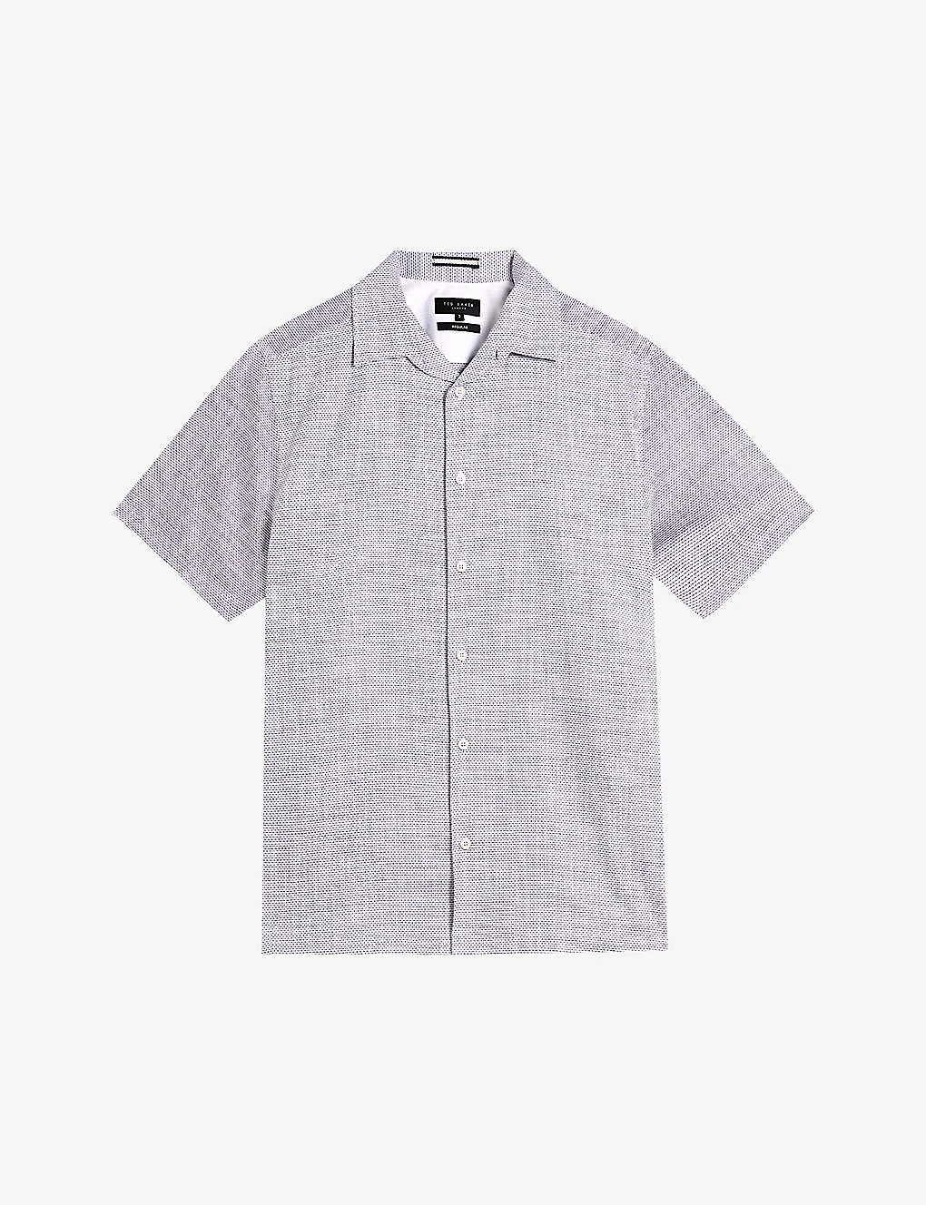 Ted Baker Seamus Mini Geometric-texture Cotton-blend Shirt 3 Ted Baker Seamus Mini Geometric-texture Cotton-blend Shirt