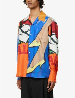 Bally Retro Graphic-print Regular-fit Silk Shirt -Selfidges Launches R04135742 MULTICOLOR ALT02