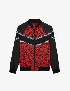 THE KOOPLES Leopard-pattern Logo-print Woven Jacket