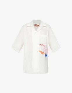 Marni Embroidered Regular-fit Linen-blend Shirt