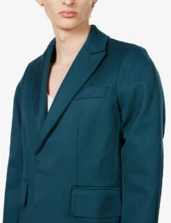 Akiel Padded-shoulder Regular-fit Wool Jacket 13 Akiel Padded-shoulder Regular-fit Wool Jacket -Selfidges Launches R04144195 FORESTGREEN ALT05