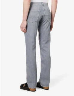 7 For All Mankind Standard Left Hand Seven Mile Mid-rise Straight-leg Stretch-denim Jeans -Selfidges Launches R04145114 GREY ALT03