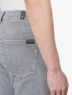 7 For All Mankind Standard Left Hand Seven Mile Mid-rise Straight-leg Stretch-denim Jeans -Selfidges Launches R04145114 GREY ALT05