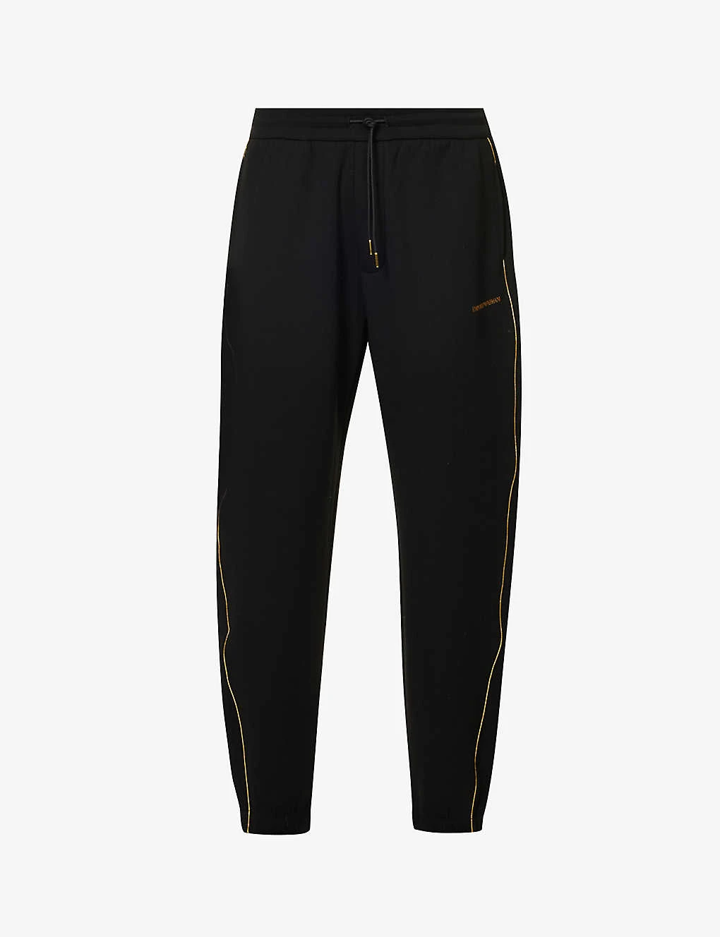 Emporio Armani Brand-print Metallic-trim Stretch-cotton Blend Jogging Bottoms 3 Emporio Armani Brand-print Metallic-trim Stretch-cotton Blend Jogging Bottoms