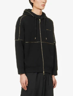 Emporio Armani Logo-print Relaxed-fit Stretch Cotton-blend Hoody -Selfidges Launches R04145212 NERO ALT02