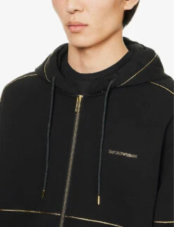 Emporio Armani Logo-print Relaxed-fit Stretch Cotton-blend Hoody -Selfidges Launches R04145212 NERO ALT04
