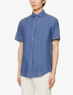 Emporio Armani Regular-fit Linen Shirt 9 Emporio Armani Regular-fit Linen Shirt -Selfidges Launches R04145222 BLU ALT02