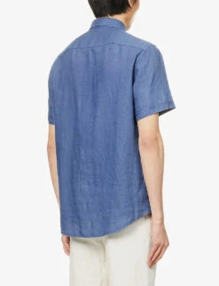 Emporio Armani Regular-fit Linen Shirt 10 Emporio Armani Regular-fit Linen Shirt -Selfidges Launches R04145222 BLU ALT03