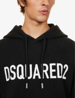DSQUARED2 Logo-print Cotton-jersey Hoody 11 DSQUARED2 Logo-print Cotton-jersey Hoody -Selfidges Launches R04145477 BLACK ALT04