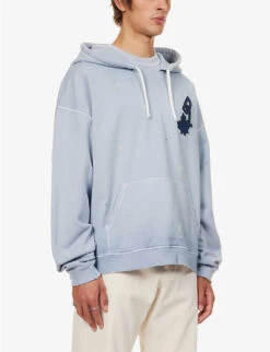 DSQUARED2 Branded-patch Kangaroo-pocket Cotton-jersey Hoody -Selfidges Launches R04145478 CLOUDYGREY ALT02