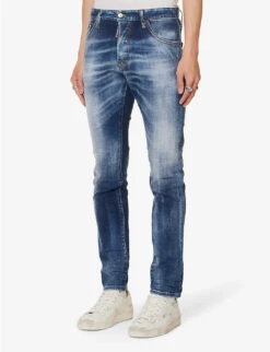 DSQUARED2 Cool Guy Contrast-stitch Slim-fit Stretch-denim Jeans -Selfidges Launches R04145484 NAVYBLUE ALT02