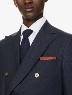 Oscar Jacobson Farris Double-breasted Peak-lapel Linen Jacket -Selfidges Launches R04145838 NAVY ALT04