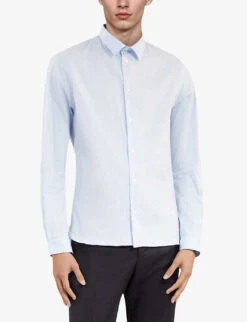 THE KOOPLES Slim-fit Cotton-blend Shirt -Selfidges Launches R04146009 BLU01 ALT02
