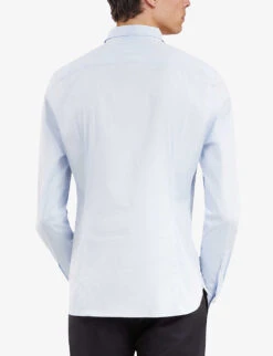 THE KOOPLES Slim-fit Cotton-blend Shirt -Selfidges Launches R04146009 BLU01 ALT03