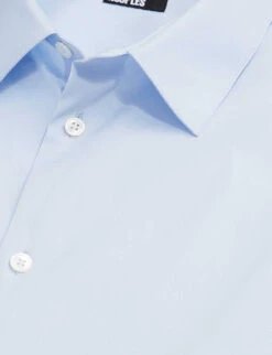 THE KOOPLES Slim-fit Cotton-blend Shirt -Selfidges Launches R04146009 BLU01 ALT04