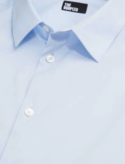 THE KOOPLES Slim-fit Cotton-blend Shirt -Selfidges Launches R04146009 BLU01 ALT05