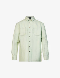 Cracked Box-pleat Regular-fit Leather Jacket