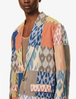 Ikat Patchwork-panelled Cotton Blazer -Selfidges Launches R04146815 MULTI ALT04