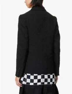 Single-breasted Checked-panel Regular-fit Woven-blend Jacket 11 Single-breasted Checked-panel Regular-fit Woven-blend Jacket -Selfidges Launches R04146908 BLACKWHITE ALT03