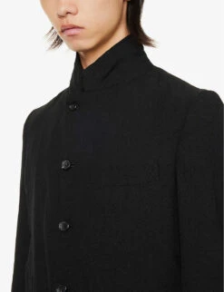 Single-breasted Checked-panel Regular-fit Woven-blend Jacket 12 Single-breasted Checked-panel Regular-fit Woven-blend Jacket -Selfidges Launches R04146908 BLACKWHITE ALT04