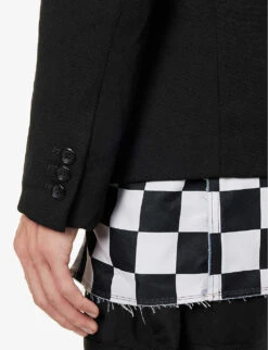 Single-breasted Checked-panel Regular-fit Woven-blend Jacket 13 Single-breasted Checked-panel Regular-fit Woven-blend Jacket -Selfidges Launches R04146908 BLACKWHITE ALT05