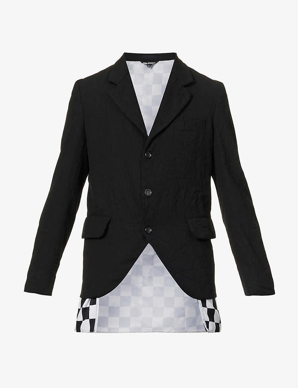 Single-breasted Checked-panel Regular-fit Woven-blend Jacket 3 Single-breasted Checked-panel Regular-fit Woven-blend Jacket