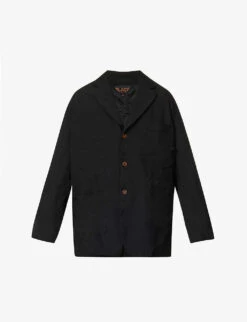 Notched-lapel Patch-pocket Relaxed-fit Woven Jacket