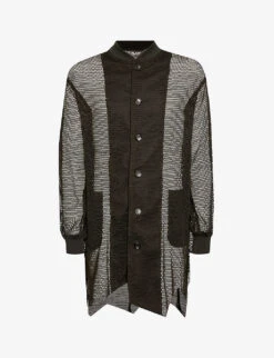 Unisex Fishnet-pattern Relaxed-fit Woven Coat