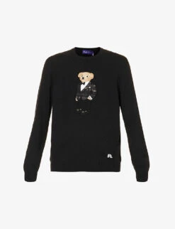 Bear-appliqué Regular-fit Cotton-blend Jumper