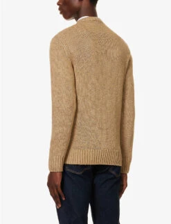 Ribbed-knit Regular-fit Silk-linen-blend Jumper -Selfidges Launches R04147828 ICONKHAKI ALT03