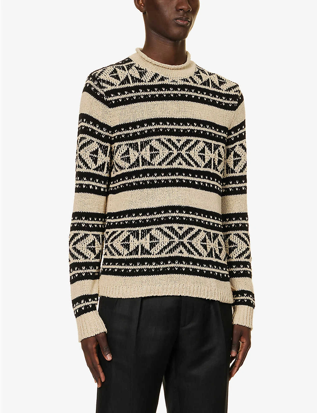 Geometric-patterned Ribbed-crewneck Silk-knit Jumper 5 Geometric-patterned Ribbed-crewneck Silk-knit Jumper - Image 3