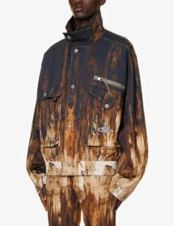 Vivienne Westwood Memphis Abstract-pattern Regular-fit Cotton Bomber Jacket -Selfidges Launches R04147868 BROWN ALT02