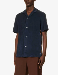 PAUL SMITH Towel Stripe Camp-collar Regular-fit Cotton-blend Shirt -Selfidges Launches R04148448 BLUES ALT02