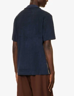 PAUL SMITH Towel Stripe Camp-collar Regular-fit Cotton-blend Shirt -Selfidges Launches R04148448 BLUES ALT03