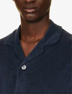 PAUL SMITH Towel Stripe Camp-collar Regular-fit Cotton-blend Shirt -Selfidges Launches R04148448 BLUES ALT04