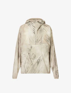 Norse Projects Herluf Graphic-print Funnel-neck Oversized-fit Stretch-woven Hooded Jacket