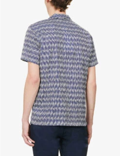 ORLEBAR BROWN Travis Chevron-print Regular-fit Woven Shirt -Selfidges Launches R04150136 NIGHTIRISWHITE ALT03