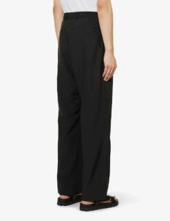 Prada Lana Travel Brand-motif Straight-leg Regular-fit Wool-blend Trousers -Selfidges Launches R04152244 BLACK ALT03