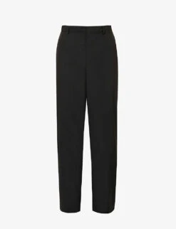 Prada Lana Travel Brand-motif Straight-leg Regular-fit Wool-blend Trousers