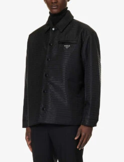 Prada Re-Nylon Brand-plaque Padded Recycled-polyamide Overshirt -Selfidges Launches R04152248 BLACK ALT02
