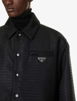 Prada Re-Nylon Brand-plaque Padded Recycled-polyamide Overshirt -Selfidges Launches R04152248 BLACK ALT04