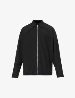 Prada Brand-embellished Regular-fit Wool-blend Shirt