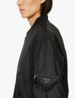 Prada Re-Nylon Brand-badge Boxy-fit Recycled-polyamide Jacket -Selfidges Launches R04152250 BLACK ALT04