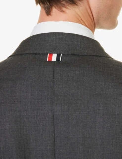 Single-breasted Striped-trim Regular-fit Wool Jacket -Selfidges Launches R04152257 DARKGREY ALT04