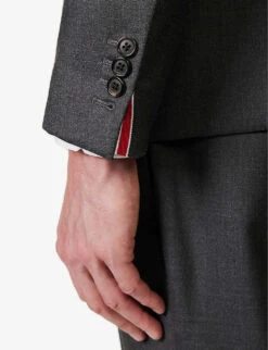 Single-breasted Striped-trim Regular-fit Wool Jacket -Selfidges Launches R04152257 DARKGREY ALT05