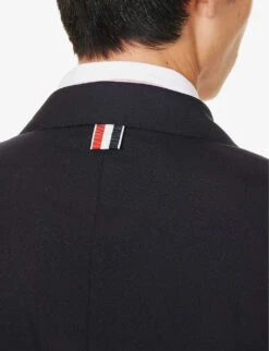 Notched-lapel Brand-motif Regular-fit Wool Jacket -Selfidges Launches R04152271 DARKBLUE ALT04