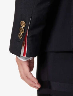 Notched-lapel Brand-motif Regular-fit Wool Jacket -Selfidges Launches R04152271 DARKBLUE ALT05