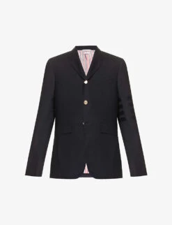 Notched-lapel Brand-motif Regular-fit Wool Jacket